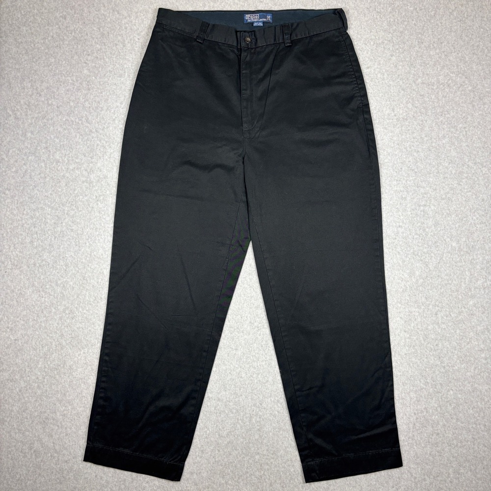 Polo Ralph Lauren Philip Pant Mens 36x30 Black Chino Trousers Flat Front